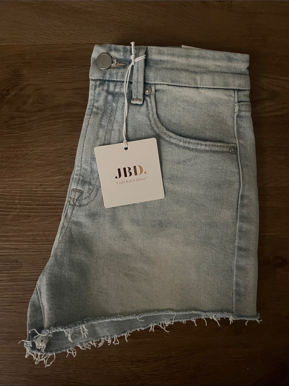 Just Black Light Blue Frayed Hem Denim Shorts
